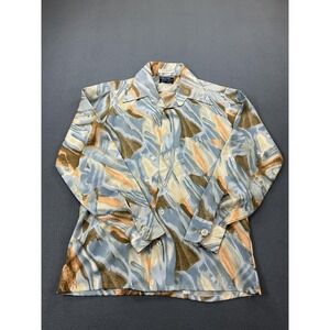 Vintage Career Club Shirt Mens Medium Multicolor Abstract Long Sleeve 70s USA